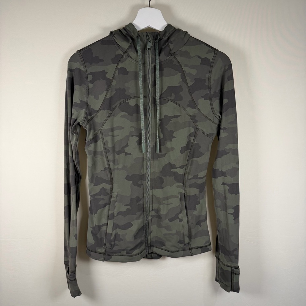 Lululemon Hooded Define Jacket Camo Green Size 8